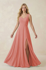 Mulberry Sweetheart A-Line Chiffon Long Bridesmaid Dress | KISSBRIDAL