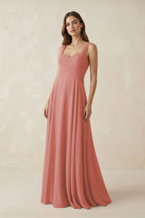 Mulberry Sweetheart Pleated A-Line Chiffon Bridesmaid Dress | KISSBRIDAL