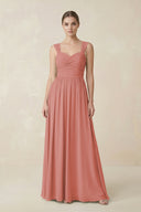 Mulberry Sweetheart Pleated Chiffon A-Line Bridesmaid Dress | KISSBRIDAL