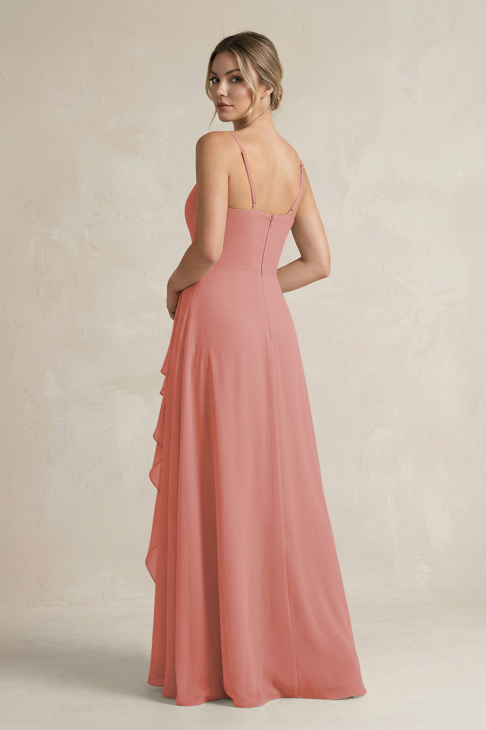 Sweetheart Ruffled A-Line Chiffon Bridesmaid Dress with Slit in Mulberry