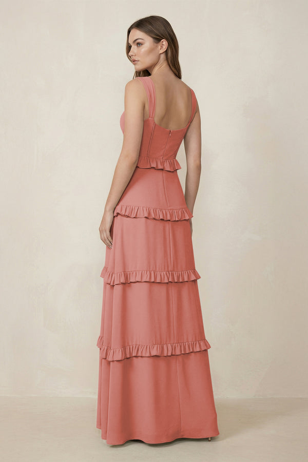 Mulberry Sweetheart Tiered A-Line Chiffon Bridesmaid Dress (2) | KISSBRIDAL