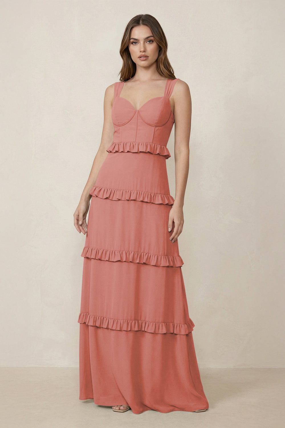 Sweetheart Tiered A-Line Chiffon Bridesmaid Dress in Mulberry