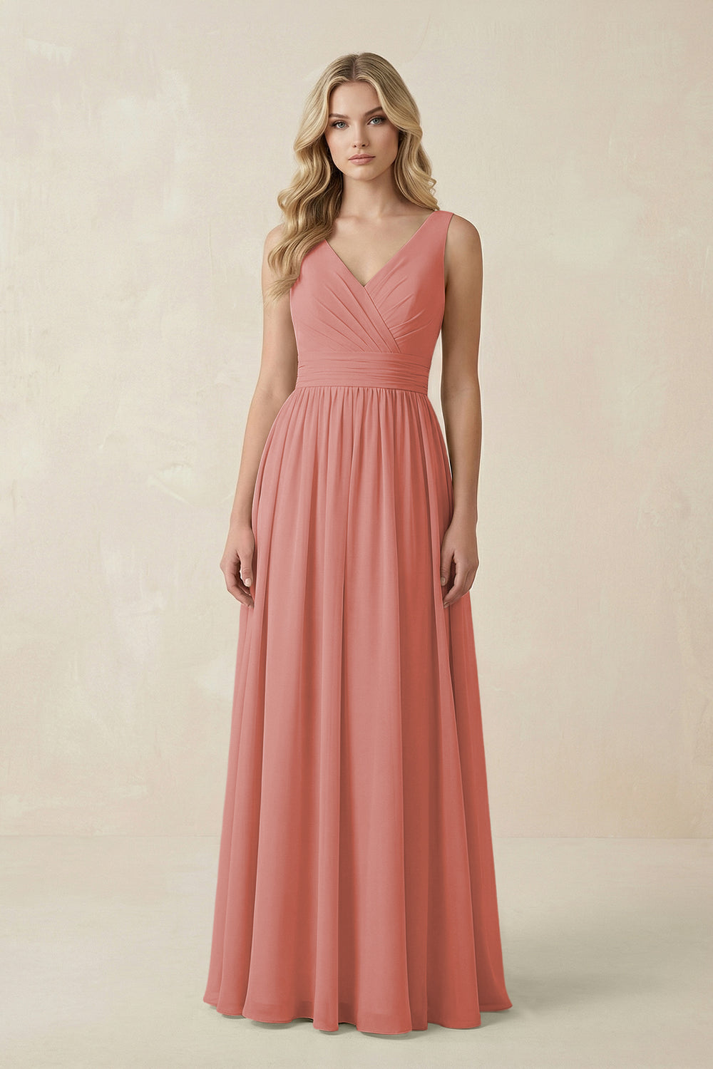 V-Neck A-Line Bridesmaid Dress with Back Bow in Mulberry