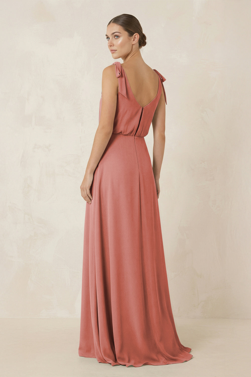 V-Neck A-Line Chiffon Bridesmaid Dress in Mulberry