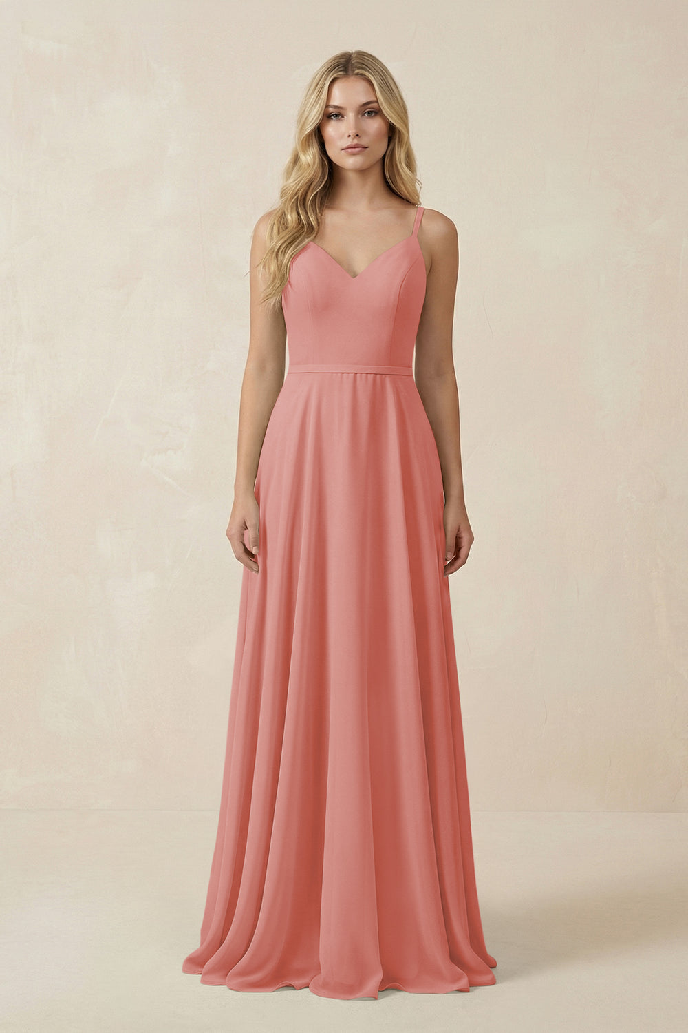 V-Neck A-Line Chiffon Bridesmaid Dress with Crisscross Back in Mulberry