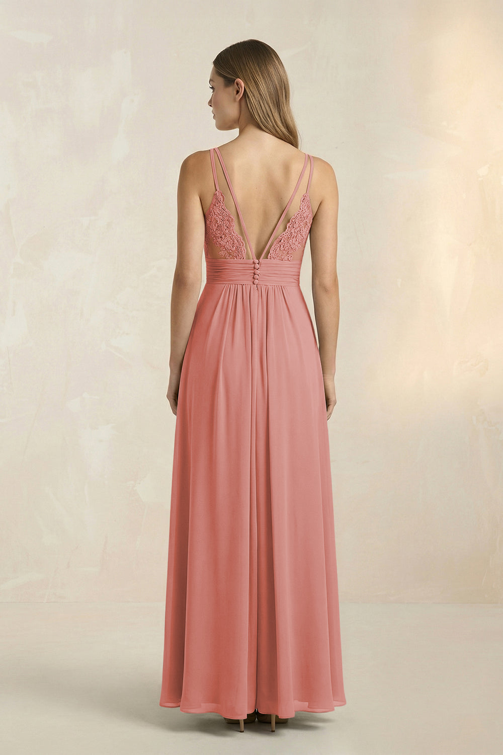 V-Neck A-Line Pleated Chiffon Bridesmaid Dress in Mulberry