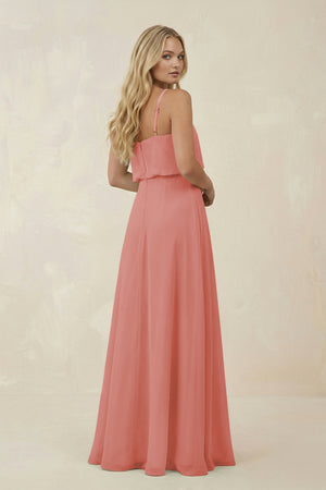 Mulberry V-Neck Blouson A-Line Chiffon Bridesmaid Dress (2) | KISSBRIDAL