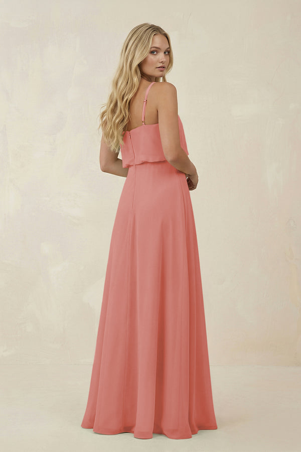 Mulberry V-Neck Blouson A-Line Chiffon Bridesmaid Dress (2) | KISSBRIDAL