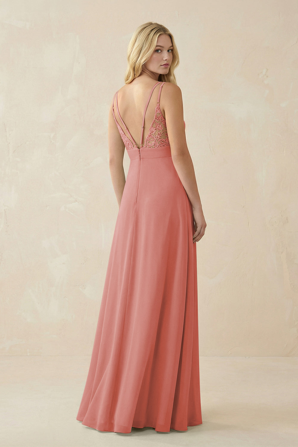V-Neck Ruched Chiffon Bridesmaid Dress with Slit in Mulberry