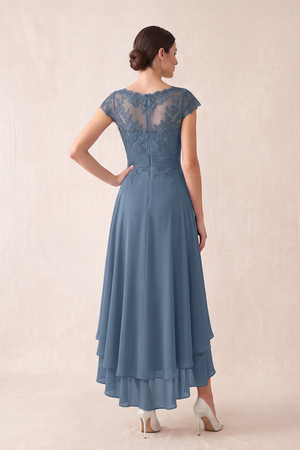 Neptune A-Line Embroidered Boat Neck Mother of the Bride Dress With Ruffles (2) | KISSBRIDAL