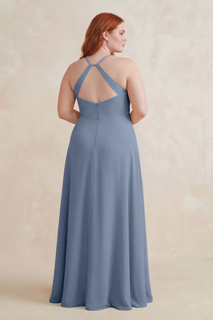 Neptune Ruched Sheath Chiffon Bridesmaid Dress (2) [sizeplus] | KISSBRIDAL