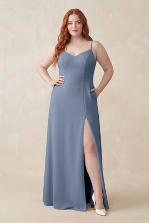 Neptune Ruched Sheath Chiffon Bridesmaid Dress [sizeplus] | KISSBRIDAL