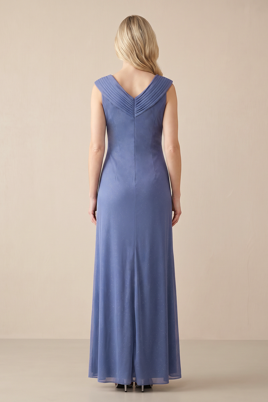 Neptune Sheath Pleated V-Neck Tulle Mother of the Bride Dress