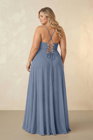 Neptune Spaghetti Straps Chiffon A-Line Bridesmaid Dress (2) [sizeplus] | KISSBRIDAL