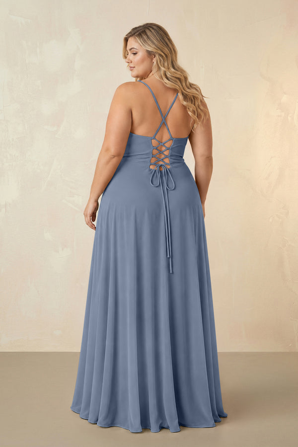 Neptune Spaghetti Straps Chiffon A-Line Bridesmaid Dress (2) [sizeplus] | KISSBRIDAL