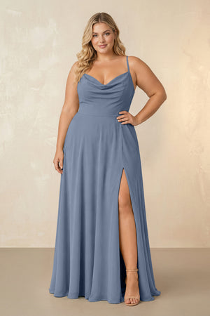 Neptune Spaghetti Straps Chiffon A-Line Bridesmaid Dress [sizeplus] | KISSBRIDAL