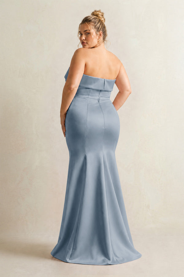 Neptune Strapless Satin Mermaid Bridesmaid Dress (2) [sizeplus] | KISSBRIDAL