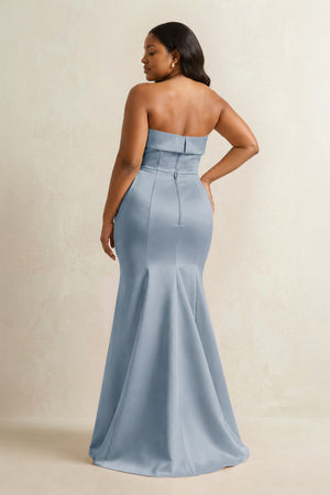 Neptune Strapless Satin Mermaid Bridesmaid Dress (4) [sizeplus] | KISSBRIDAL