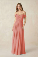 Off - the - Shoulder A - Line Chiffon Pleated Bridesmaid Dress in Mulberry - SHE IS ME Bridesmaid Dresses