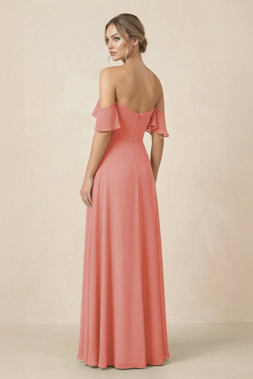 Off-the-Shoulder A-Line Chiffon Ruched Bridesmaid Dress in Mulberry - KISS BRIDAL BRIDESMAID DRESSES