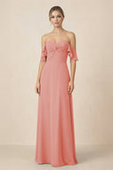 Off-the-Shoulder A-Line Chiffon Ruched Bridesmaid Dress in Mulberry - SHE IS ME BRIDESMAID DRESSES