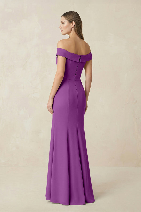 Off - the Shoulder Mermaid Chiffon Bridesmaid Dress in Amethyst - SHE IS ME Bridesmaid Dresses
