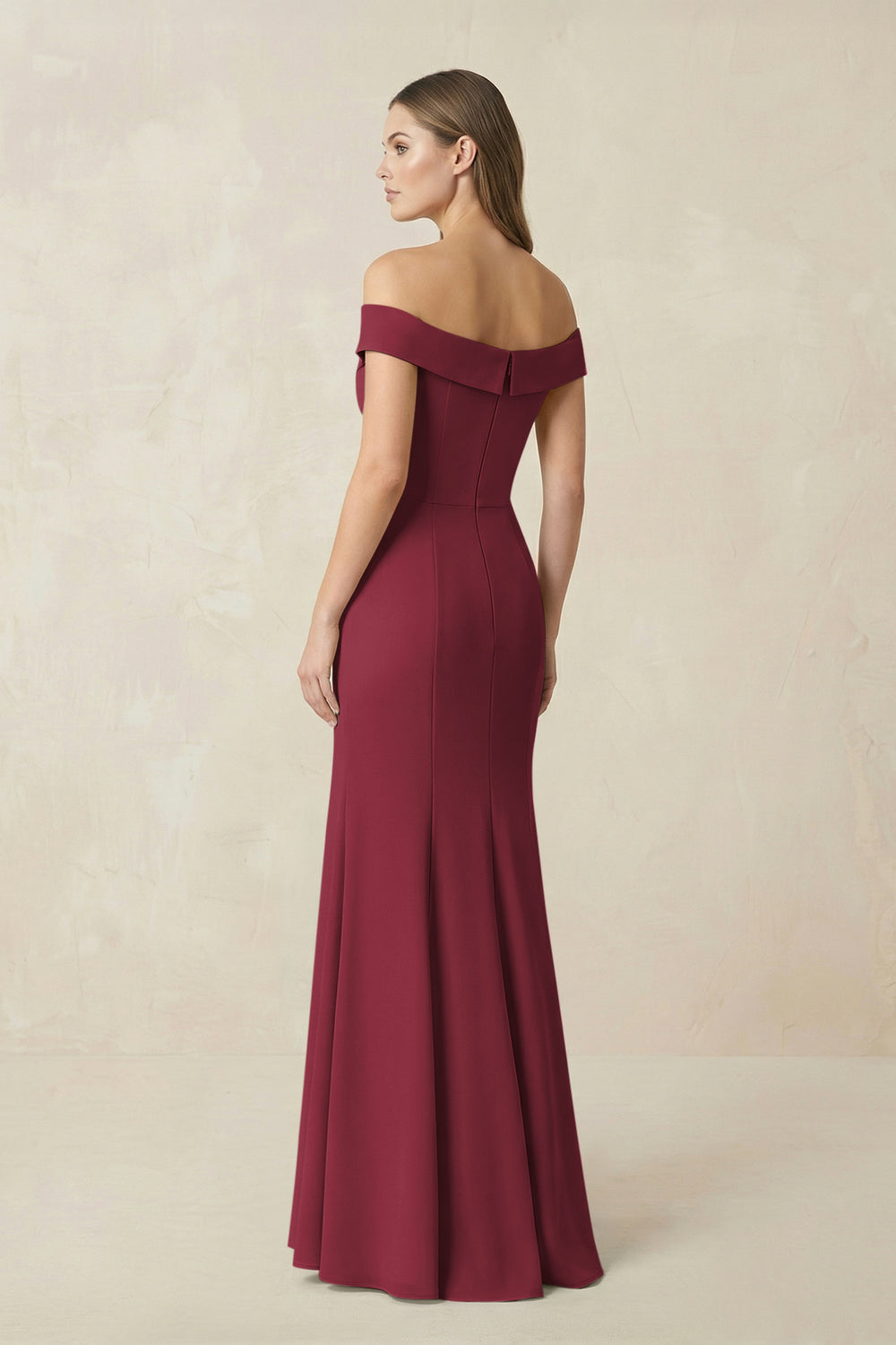 Off-the Shoulder Mermaid Chiffon Bridesmaid Dress in Berry
