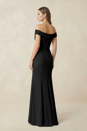 Off - the Shoulder Mermaid Chiffon Bridesmaid Dress in Black - SHE IS ME Bridesmaid Dresses