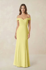 Off - the Shoulder Mermaid Chiffon Bridesmaid Dress in Buttercup - KISS BRIDAL Bridesmaid Dresses