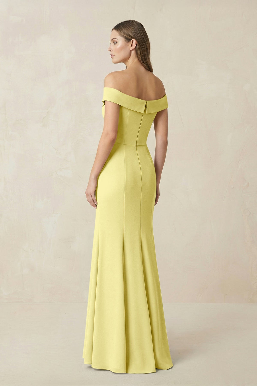 Off - the Shoulder Mermaid Chiffon Bridesmaid Dress in Buttercup - KISS BRIDAL Bridesmaid Dresses