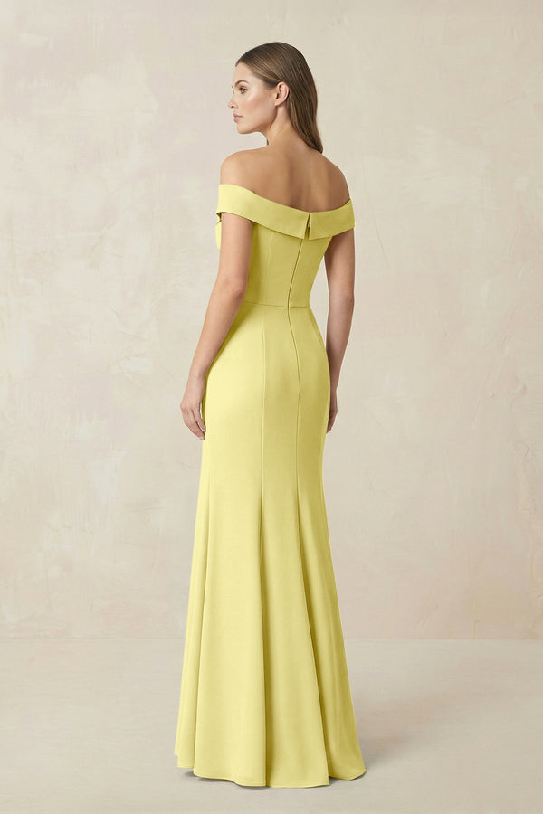 Off - the Shoulder Mermaid Chiffon Bridesmaid Dress in Buttercup - SHE IS ME Bridesmaid Dresses