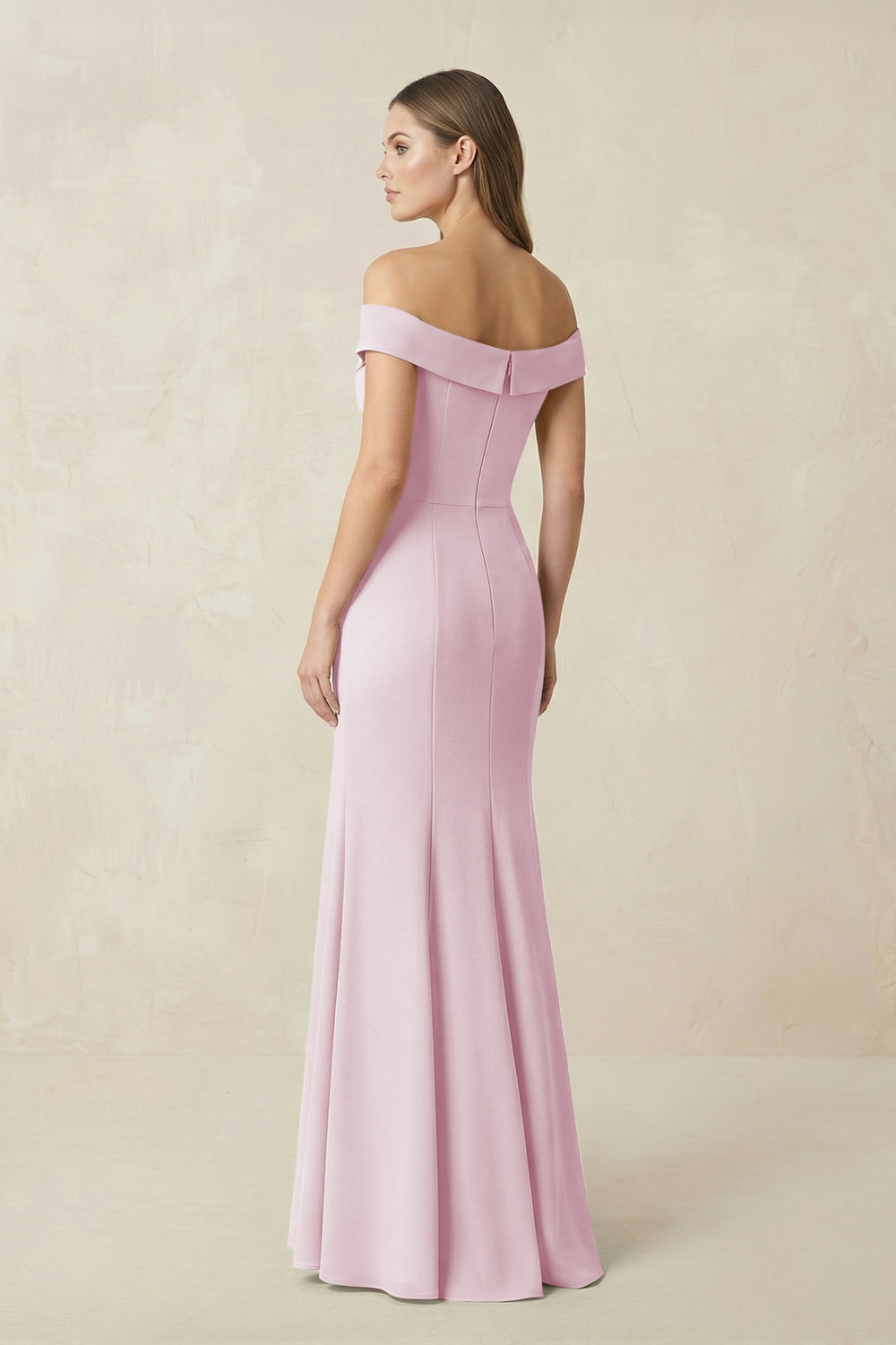 Off-the Shoulder Mermaid Chiffon Bridesmaid Dress in Candy Pink