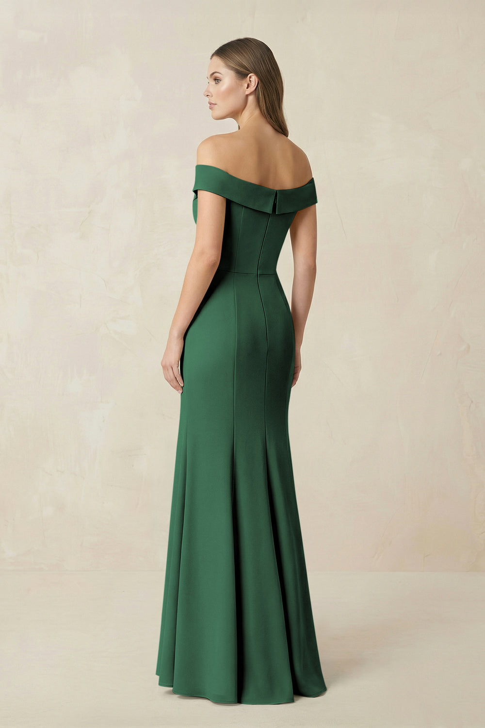 Off-the Shoulder Mermaid Chiffon Bridesmaid Dress in Dark Green