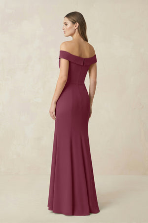 Off-the Shoulder Mermaid Chiffon Bridesmaid Dress in Desert Rose (2) | KISSBRIDAL