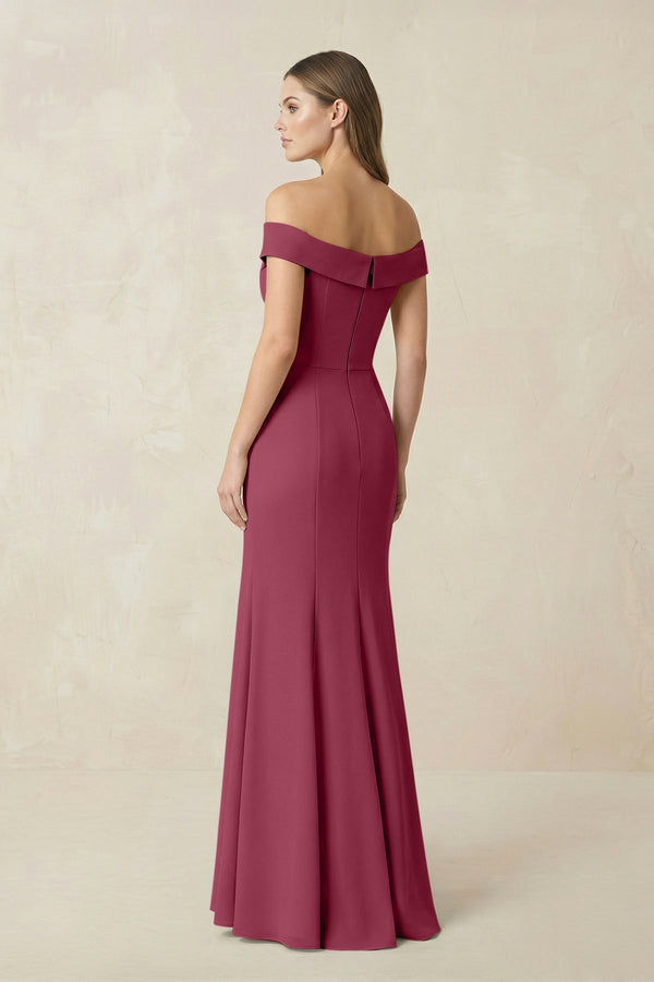 Off - the Shoulder Mermaid Chiffon Bridesmaid Dress in Desert Rose - SHE IS ME Bridesmaid Dresses