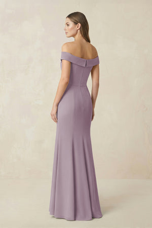 Off-the Shoulder Mermaid Chiffon Bridesmaid Dress in Dusk (2) | KISSBRIDAL