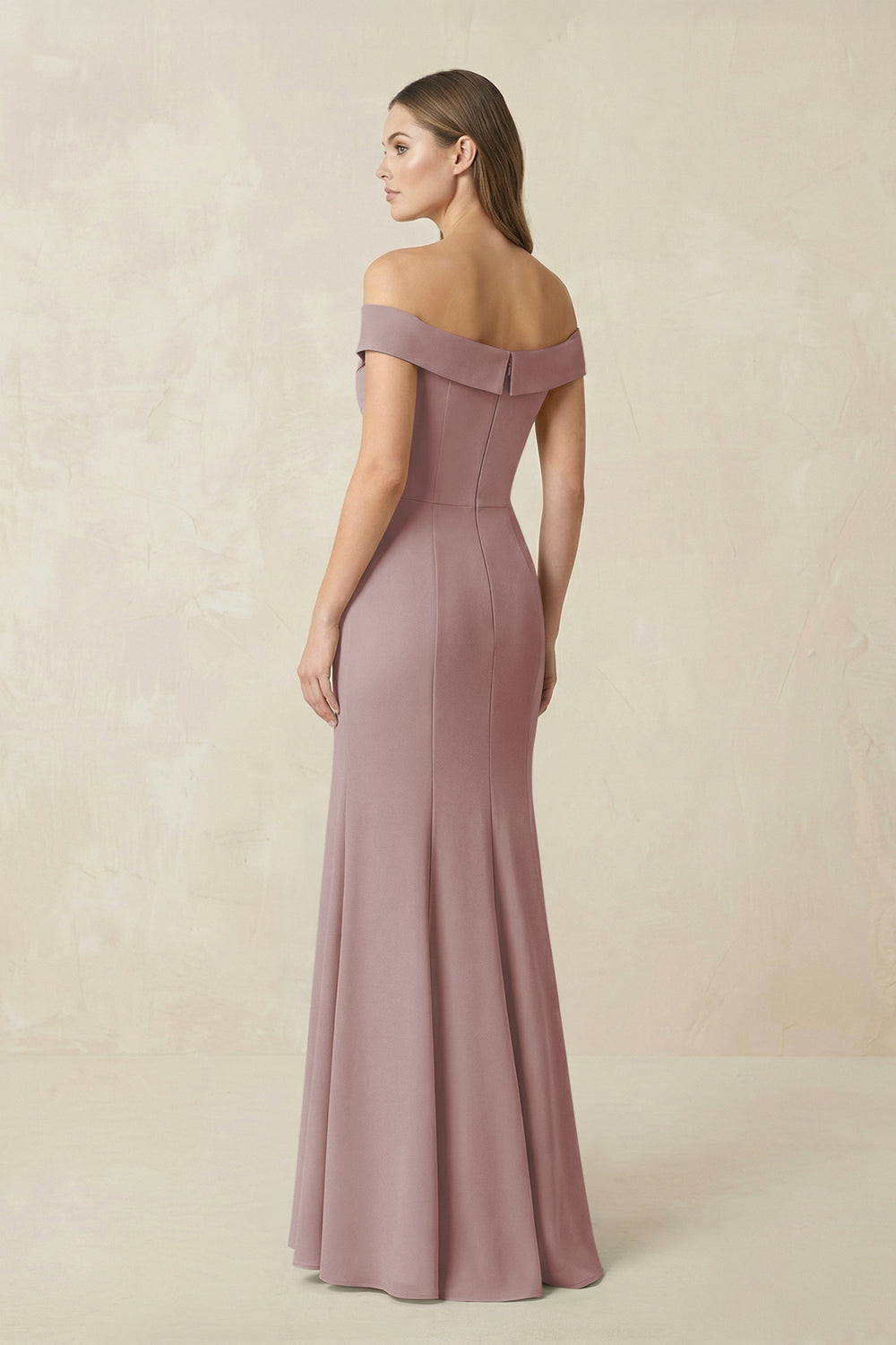 Off-the Shoulder Mermaid Chiffon Bridesmaid Dress in Dusty Rose