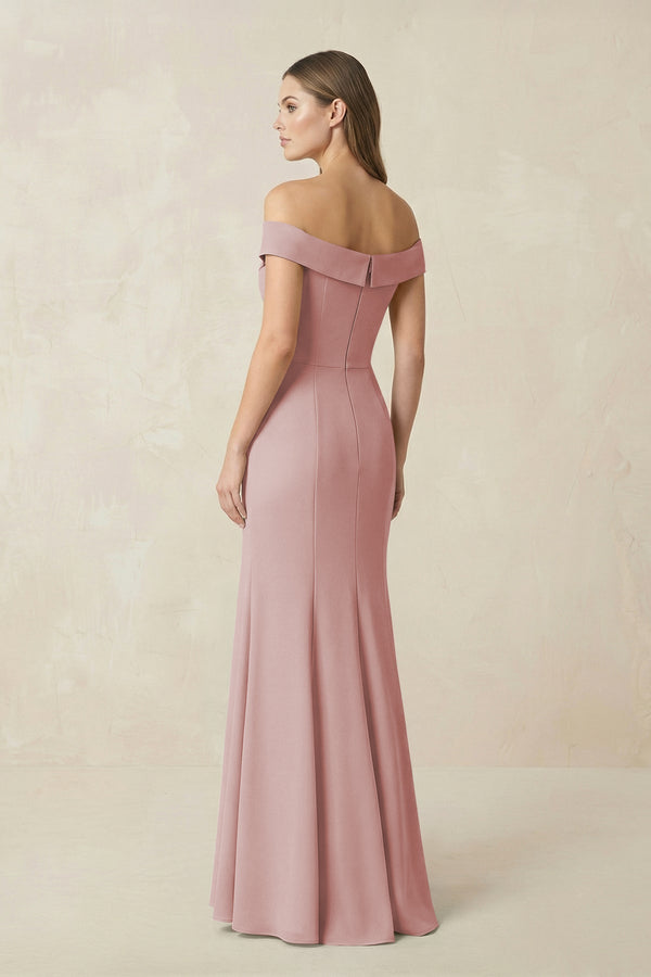 Off - the Shoulder Mermaid Chiffon Bridesmaid Dress in Dusty Rose - SHE IS ME Bridesmaid Dresses