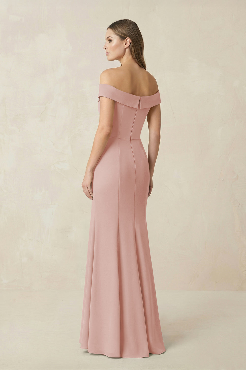 Off-the Shoulder Mermaid Chiffon Bridesmaid Dress in English Rose