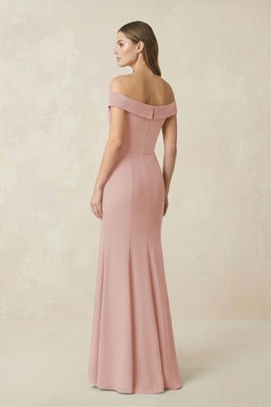 Off-the Shoulder Mermaid Chiffon Bridesmaid Dress in English Rose (2) | KISSBRIDAL