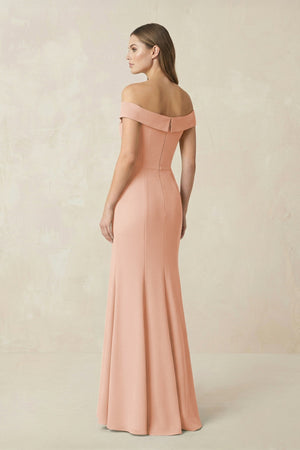 Off - the Shoulder Mermaid Chiffon Bridesmaid Dress in English Rose - SHE IS ME Bridesmaid Dresses
