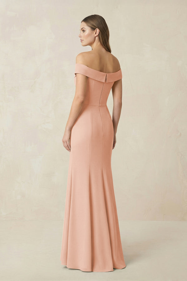 Off - the Shoulder Mermaid Chiffon Bridesmaid Dress in English Rose - SHE IS ME Bridesmaid Dresses