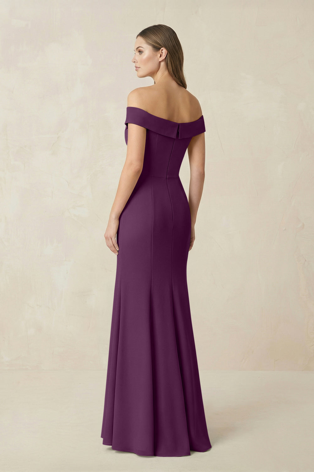 Off-the Shoulder Mermaid Chiffon Bridesmaid Dress in Fig