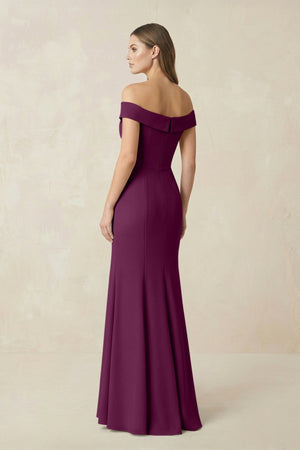 Off - the Shoulder Mermaid Chiffon Bridesmaid Dress in Fig - SHE IS ME Bridesmaid Dresses