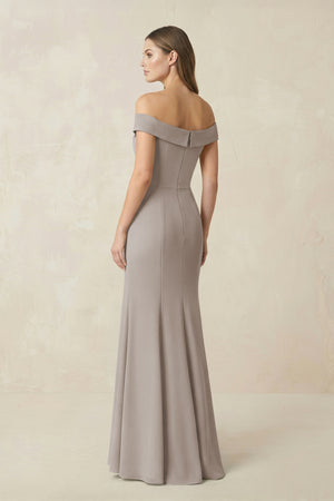 Off-the Shoulder Mermaid Chiffon Bridesmaid Dress in Frost (2) | KISSBRIDAL