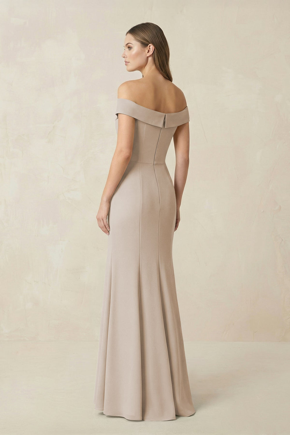 Off - the Shoulder Mermaid Chiffon Bridesmaid Dress in Frost - KISS BRIDAL Bridesmaid Dresses