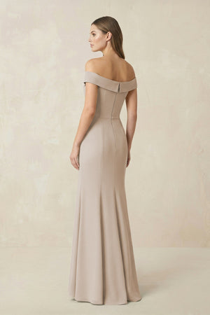 Off - the Shoulder Mermaid Chiffon Bridesmaid Dress in Frost - SHE IS ME Bridesmaid Dresses