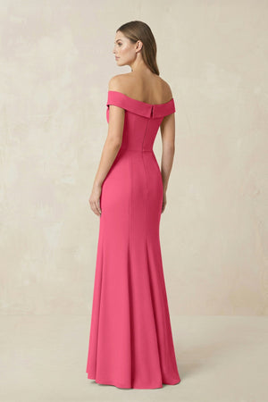 Off - the Shoulder Mermaid Chiffon Bridesmaid Dress in Fuchsia - SHE IS ME Bridesmaid Dresses