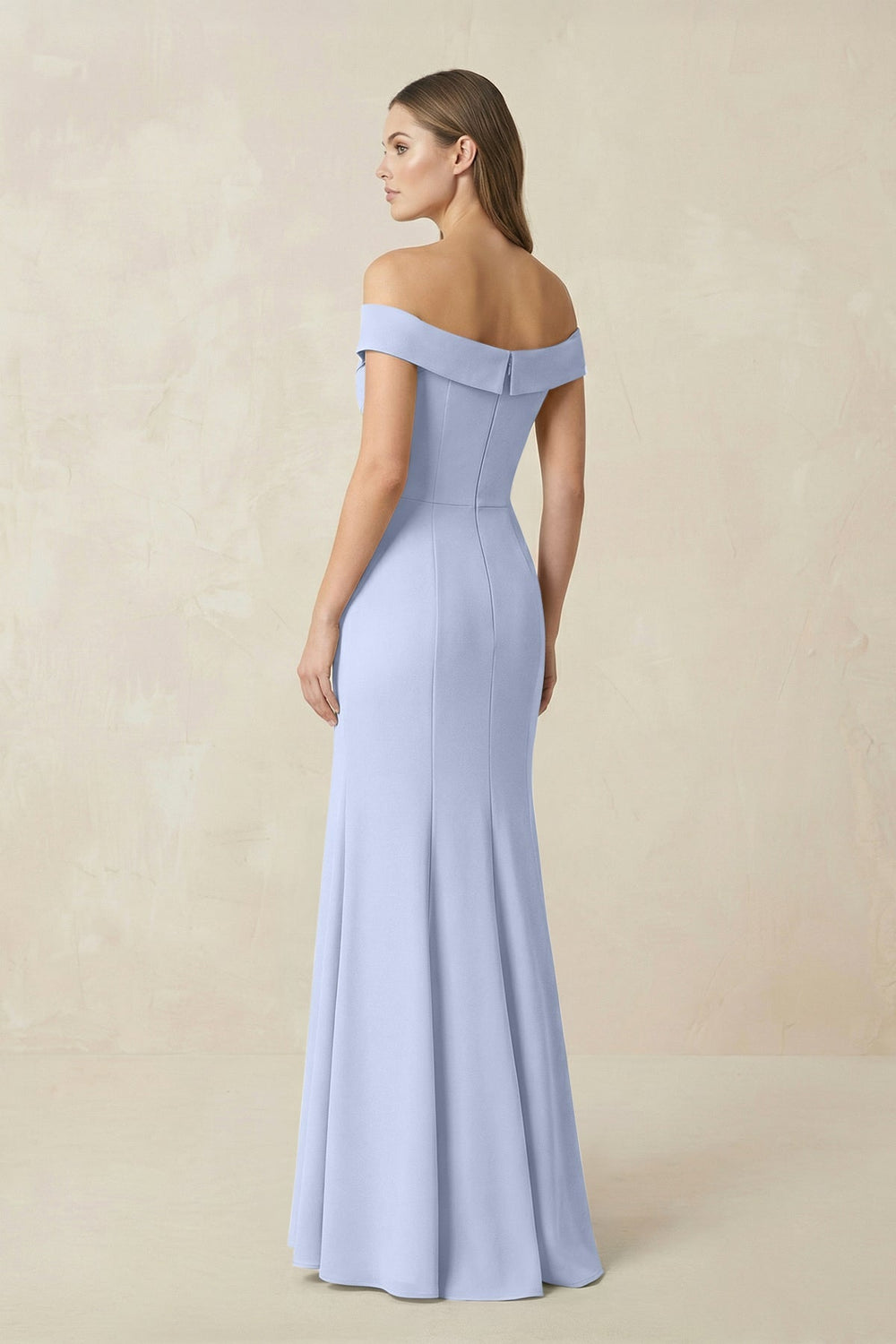Off - the Shoulder Mermaid Chiffon Bridesmaid Dress in Ice - KISS BRIDAL Bridesmaid Dresses