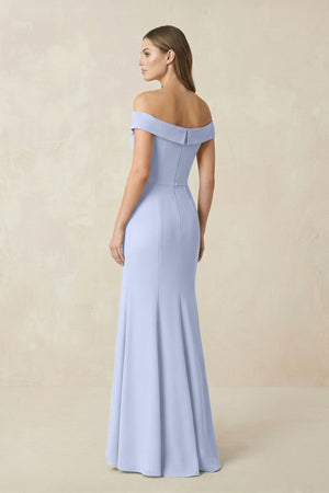 Off - the Shoulder Mermaid Chiffon Bridesmaid Dress in Ice - SHE IS ME Bridesmaid Dresses